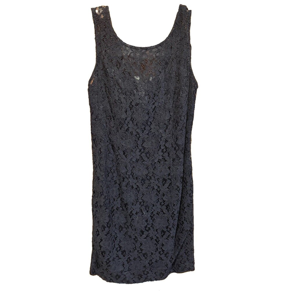 Carole little vintage black lace beaded Sleevless cocktail dress  size 12